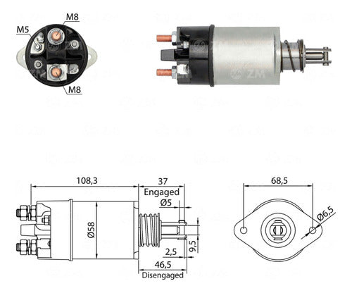 MDR Solenoid Starter Motor Perkins Deutz - (Ford, Ren, Peu) 1