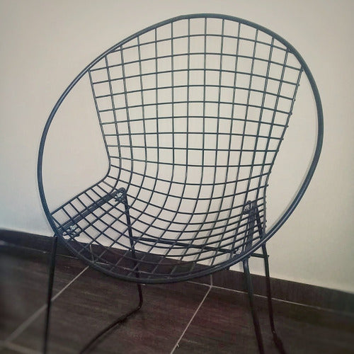 Set of 1 Black or White Bertoia Chairs with 120kg Capacity - Eco-Leather Cushion - Shipping Available 2