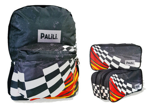 PALiLi Set Mochila y Cartuchera Dos Cierres Racer 0