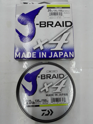 Daiwa Multifilamento J Braid X4 20lbs 0.21mm 135mts Yellow 2