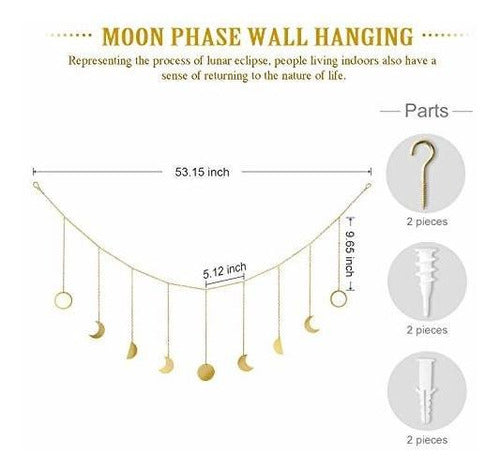 Mkono Moon Phase Garland with Chains Boho Gold 5