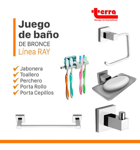 Luxury Bronze Chrome Bathroom Set Combo Terra Ray 5-Piece 1