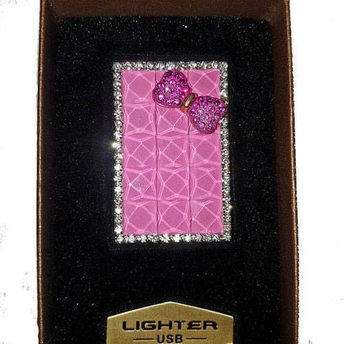 Rechargeable USB Digital Lighter with Stones and Sparkles 2