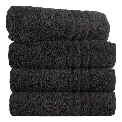 Hammam Linen Black Bath Towel Set of 4 - 27 x 54 Inches 0