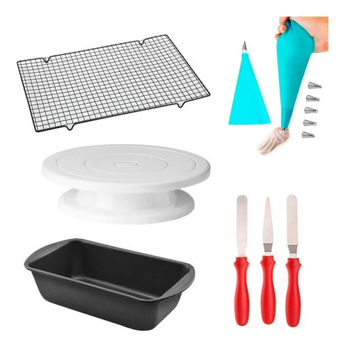 Levys Bazar Rotating Cake Decorating Set with Silicone Piping Bag 0