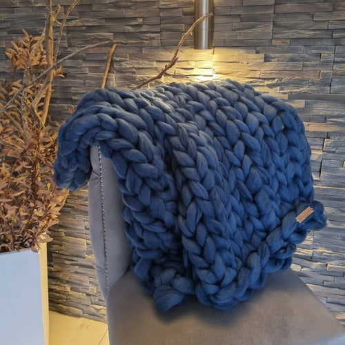 XXL Nordic Blanket 1.80x0.50 Bed Spread Blue Jean 0
