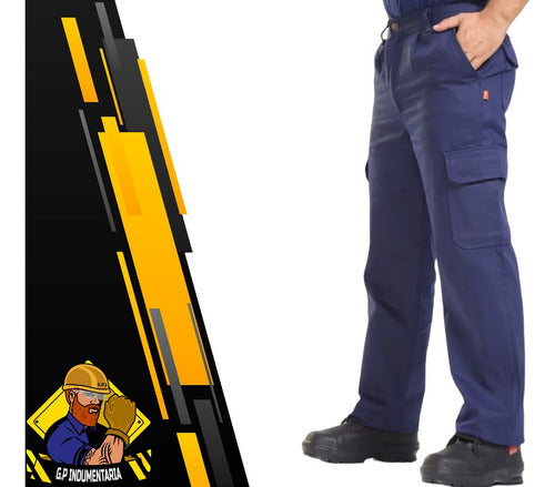 Navy Blue Cargo Work Pants - Size 44 1