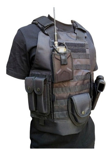 Tactical MOLLE Plate Carrier Vest Black Ops with Accessories 10