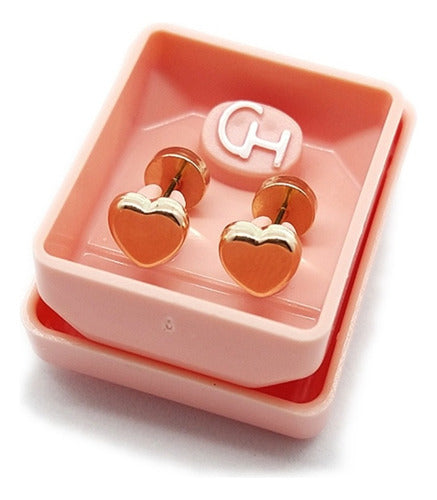 C&H 18k Gold Plated Heart Open Earrings with Post Back 0