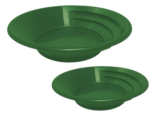 Sluice Fox Set of 2 Nesting Gold Pans in 11 Inch and 15 Inch Diameter - Green 1