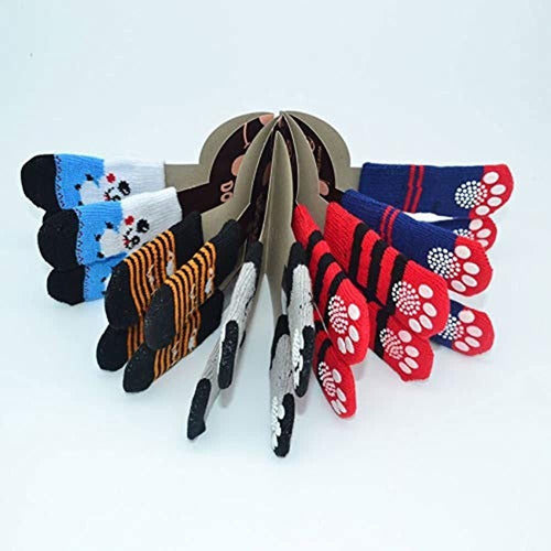 Conxki Traction Control Cotton Socks for Indoor Dogs - 5 Pairs, Random Color 0