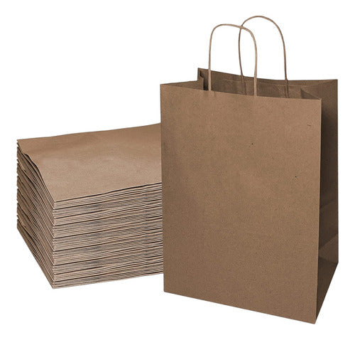 Market Paper 100 Kraft Bags 20x18x8 + 100 Kraft Bags 30x22x10 with Handle 0