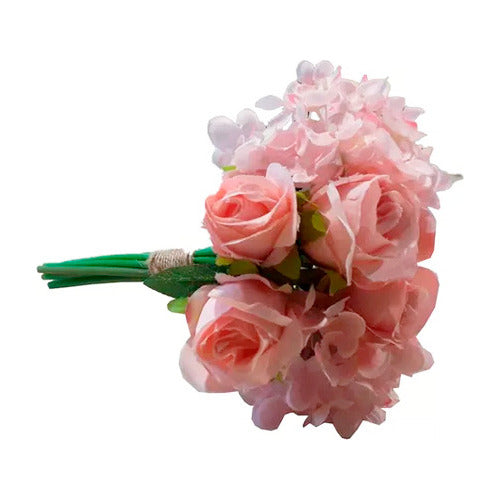 Artificial Rose Bouquet x 10 Flowers Wedding Bride Decoration 1
