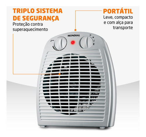 Aquecedor De Ar Portátil A-08 Cinza Mondial 110v 1