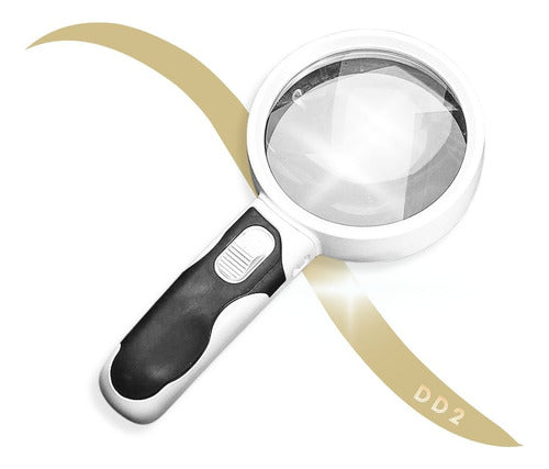 Handheld Magnifying Glass with 2-in-1 LED Flashlight Battery-operated 5x Magnification 0