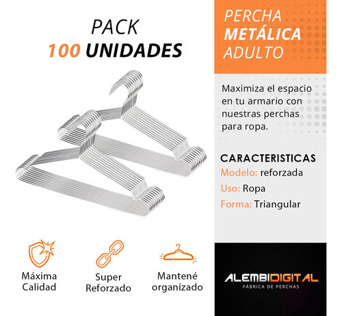 Pack X 100 Perchas Slim Metalica Reforzada Cromada Premium 1