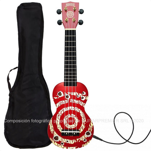 Mahalo Soprano Electroacoustic Ukulele Mandala Design Bamboo - Complete Kit 4