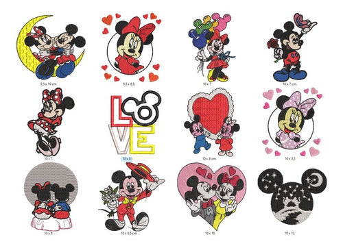38 Embroidery Matrices for Minnie and Mickey Embroidery Machine 0