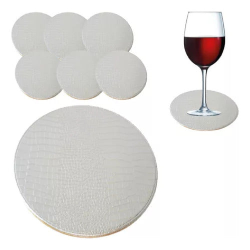 Vacavaliente Set of 4 Circular Eco Leather Coasters with Plush Backing 1