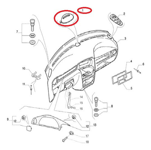 Moldura Superior Central Del Tablero Fiat Siena/palio/strada 6