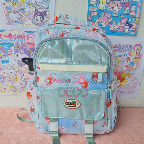 Cherry Cloud Kawaii My Melody Tornasolada School Backpack 7