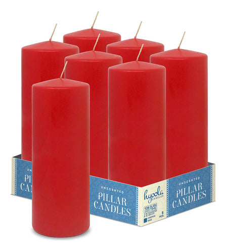 Velas De Pilar Rojas De 3.0 X 8.0 in, Velas Sin Perfume, Paq 0