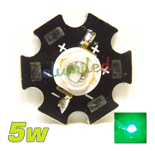 Led Estrella 5w Verde Alta Potencia Alto Brillo 1