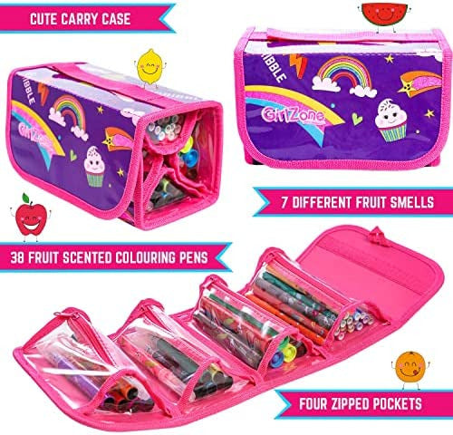 GirlZone Arts and Crafts Scented Marker and Pencil Case Set for Girls 3