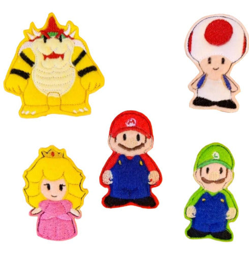 Mario Bros Finger Puppets Set X5 Bowser Princess Peach 1