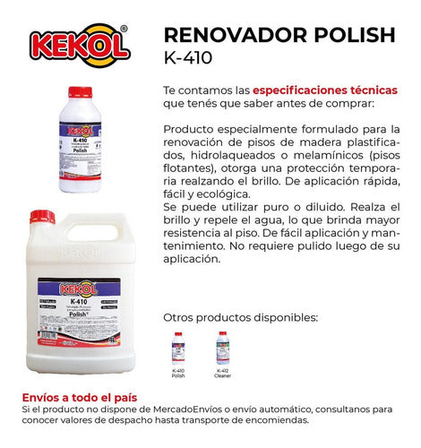 Renovador Piso Prymer Madera Parquet Kekol K410 Protector 4l 2