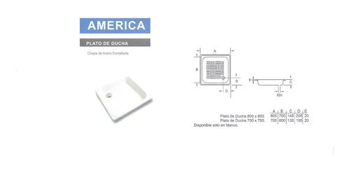 Receptaculo Ducha Plato De Acero Esmaltado Blanco 70x70 Roca 3