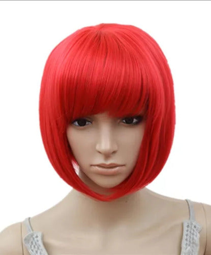 Short Burgundy Kanekalon Cosplay Carre Wigs for Daily Use 8