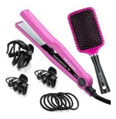 Revlon Combo Rvst2080la Flat Iron + Brush and Accessories 1