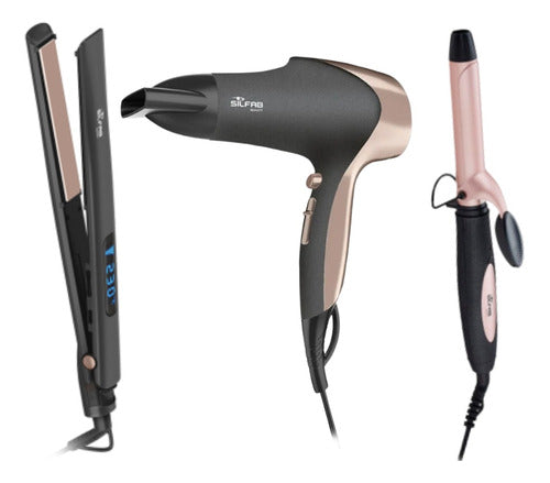 Silfab Combo Hair Dryer + Flat Iron + Curler 0