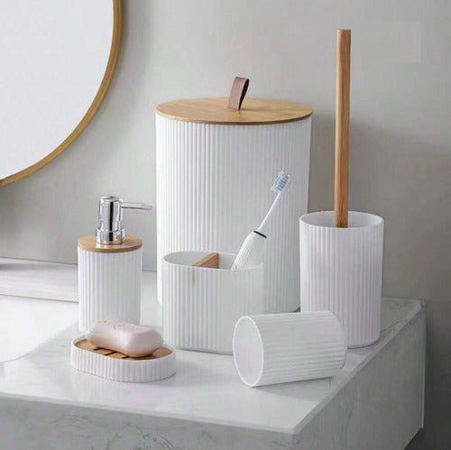 Master Sale Bathroom Set Plastic Bamboo X6 Trash Dispenser Toilet Brush Soap 0