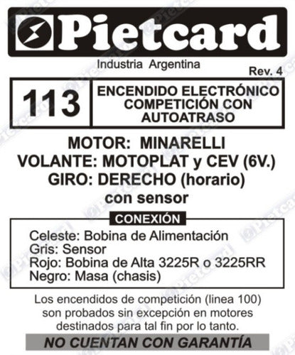 Encendido Elec. Competicion Minarelli Motoplat C/atraso Hora 4