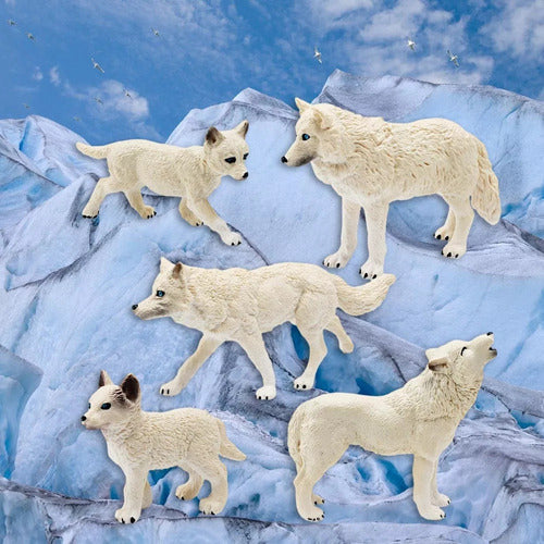 5 Peças Estatuetas De Brinquedo Lobo Animais Selvagens 3