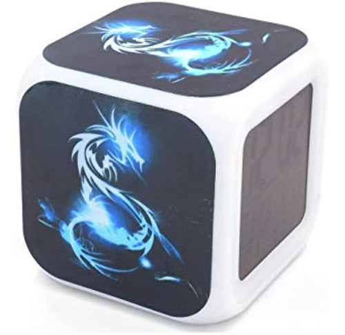 Boyan New Chinese Light Dragon Blue Led Despertador Reloj De 1