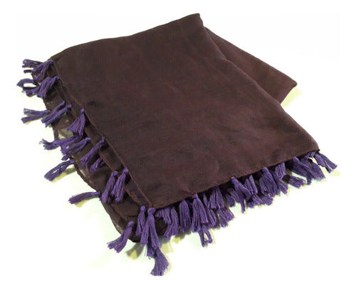 Generic Square Scarf in Violet and Beige with Fringes 3