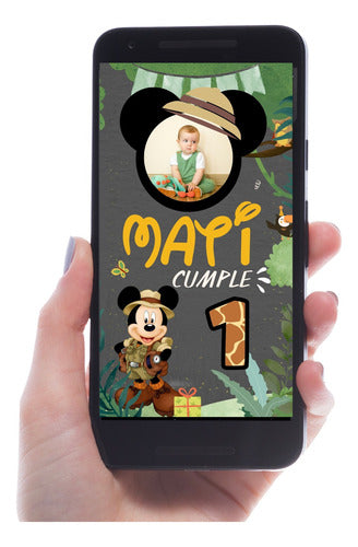 Animated Video Invitation Mickey Safari. Birthday 6