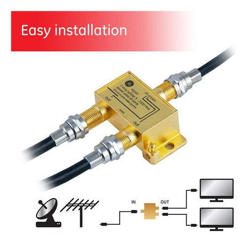 GE Digital Coaxial Splitter 2-Way, 2.5 GHz 5-2500 MHz, Compa 2