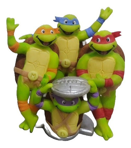 Tortugas Ninja Porcelana Fría Adorno De Torta + Vela 0