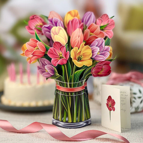 Tarjeta 3d Flores Agradecimientos Saludos Día Enamorados 3