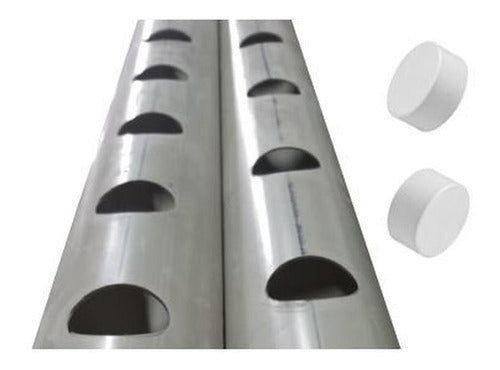 PVC Tubo Para Hidroponia 110mm X 2mts Perforado Con Tapas 0