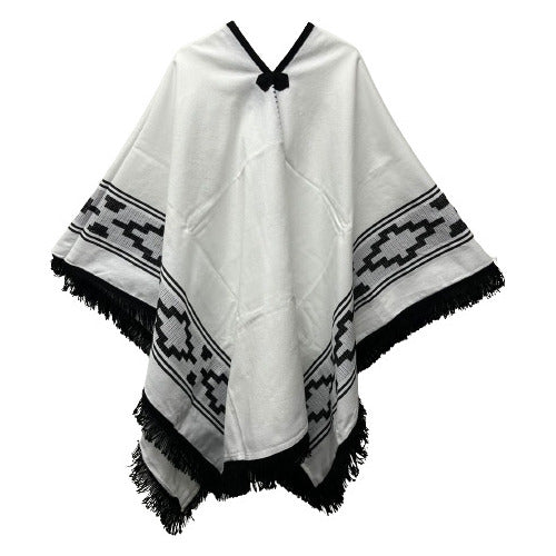 Inca Poncho Adult Guarda Pampa Unisex White with Black 0