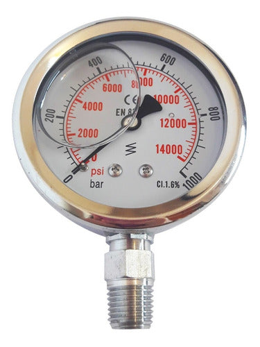 JMG Manometer Ø 100mm, Scale 0-1000 Bar 1/2 NPT Thread 0