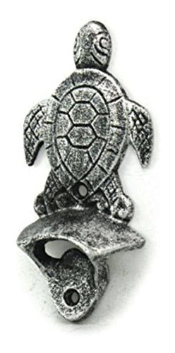 Hampton Nautical Antique Silver Wall Mounted Turtle Abrebote 1