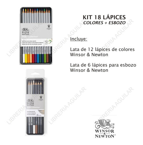 Kit 18 Lapices Winsor And Newton Colores Esbozo Studio Colle 1