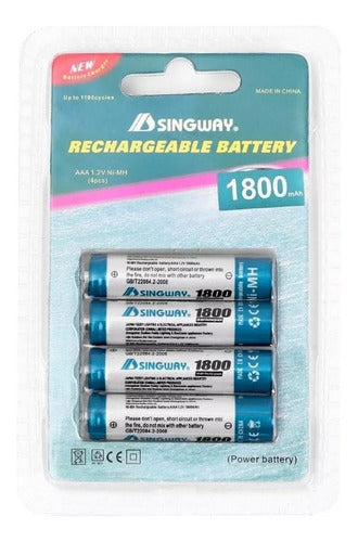 Singway Rechargeable AAA 1800mAh Battery Pack of 4 3