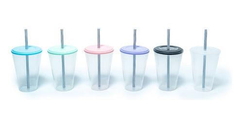 20-Pack Large 420cc Transparent Conical Glass with Lid and Reusable Straw Souvenir 7
